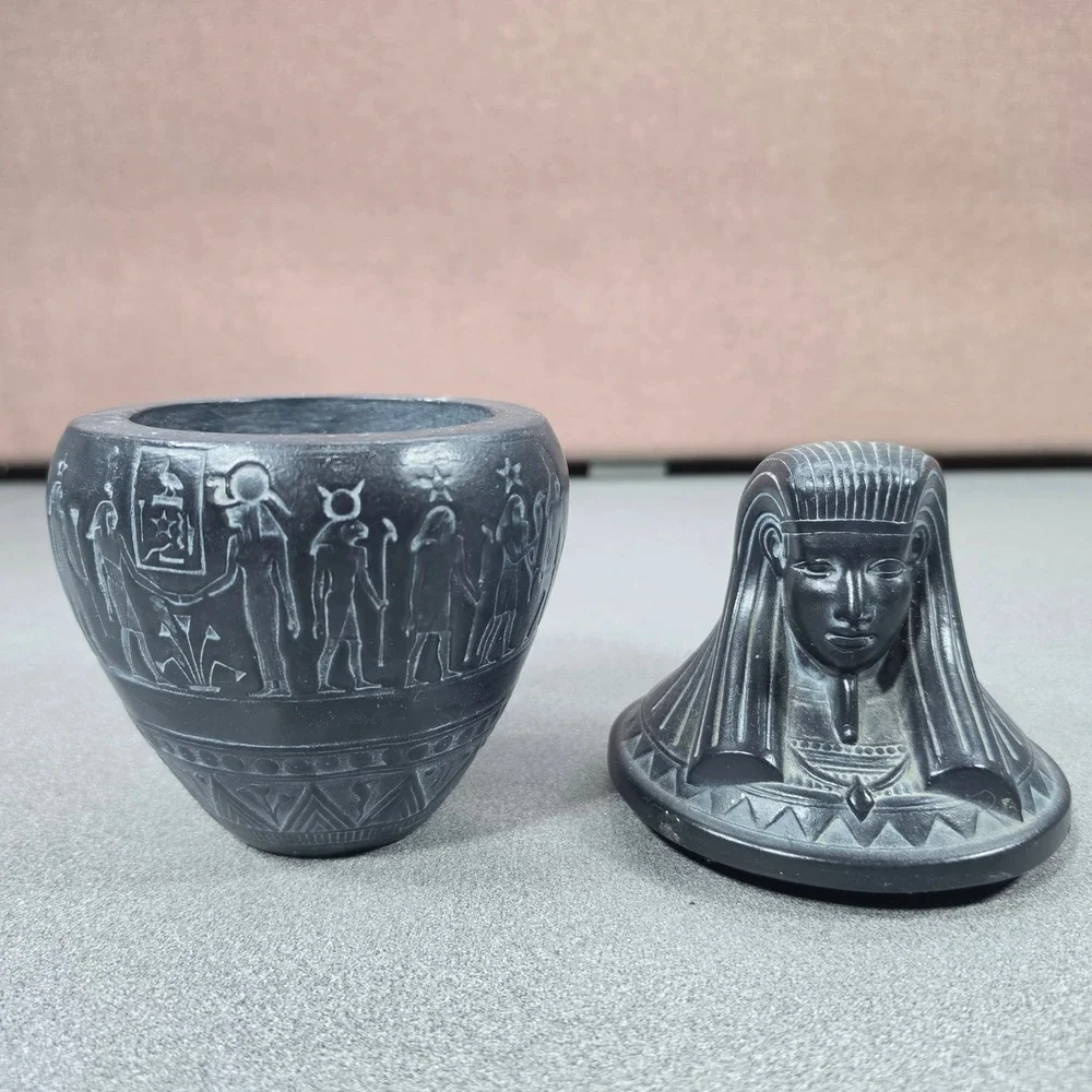 Egyptian Revival Pharaoh Canopic Jar Decor Excellent